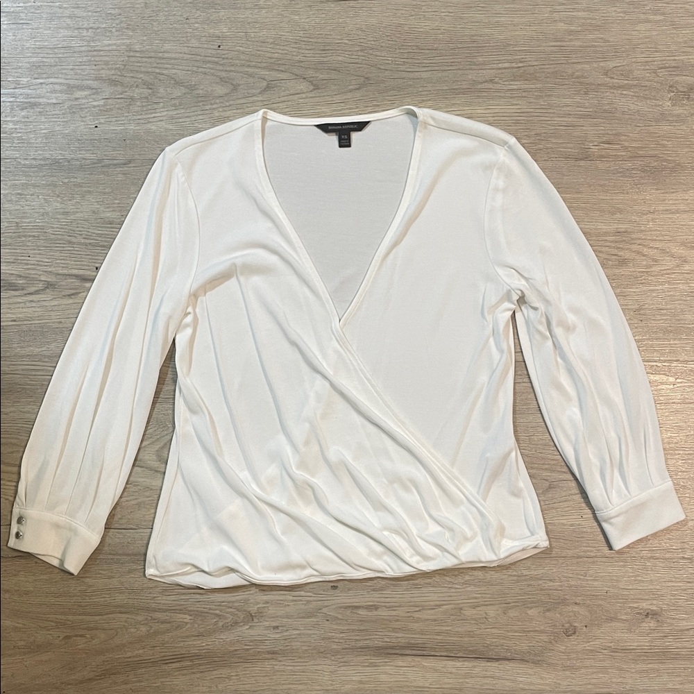 Banana Republic Cream Wrap Blouse